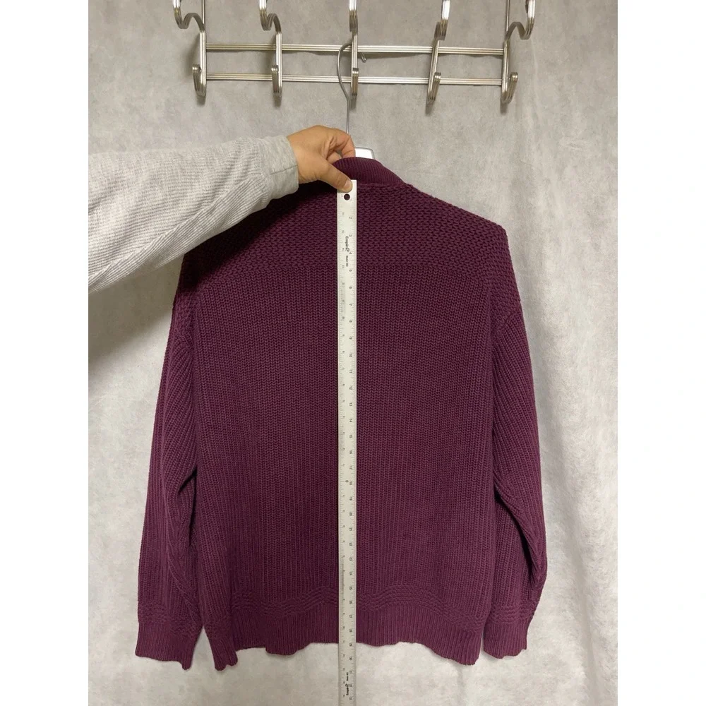 VTG Eddie Bauer Sweater Men L Maroon Chunky‎ Knit Henley Pullover Heavy Nordic - Picture 8 of 10